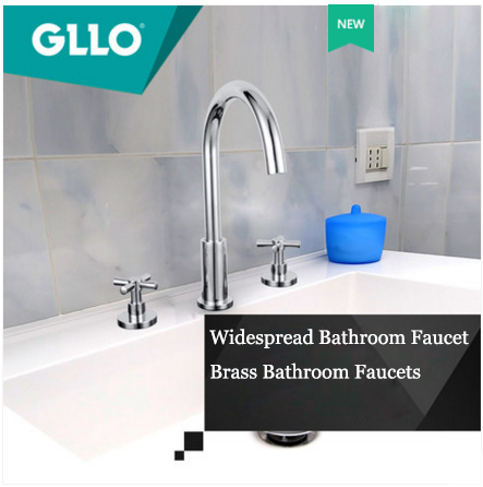 GLLO Bathroom Faucets GL-DA5 Wall Mount Bathroom Faucet 3 Hole Brass Widespread Bathroom Faucet