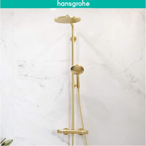 Hansgrohe Shower Faucet 27633 Thermostatic Powder Rain Gold Dual Shower Head 240 mm Handheld Shower Head 3 Spray