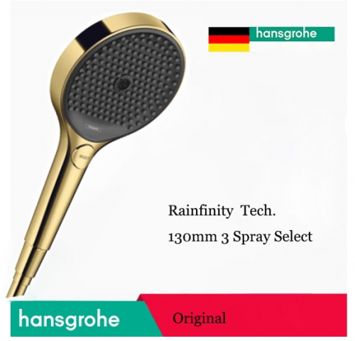 Hansgrohe Hand Held Shower Heads Gold 268650 Rainfinity 130 mm 3 Spray With Hose