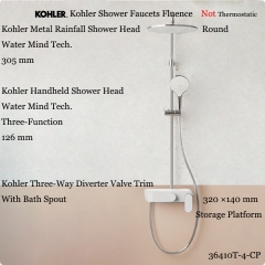 Kohler Shower Faucets 36410T Fluence High Pressure Shower Heads 305 mm Handheld Shower Head 126 mm 3 Modes Spray with Tub Spout