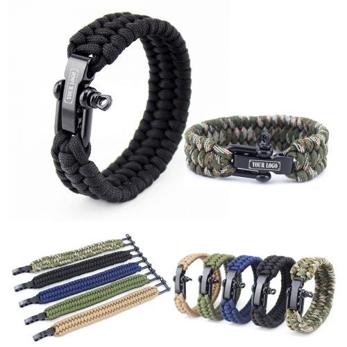 Stainless Steel Shackle Survival Bracelet