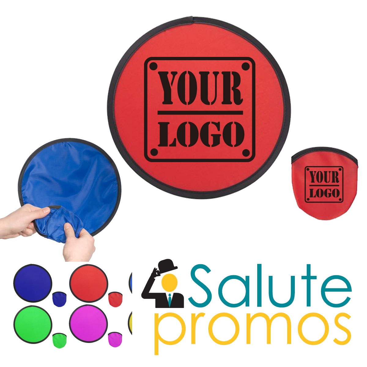 Custom silkscreened Foldable Flying Disc & Fan / Folding Pocket Flyer