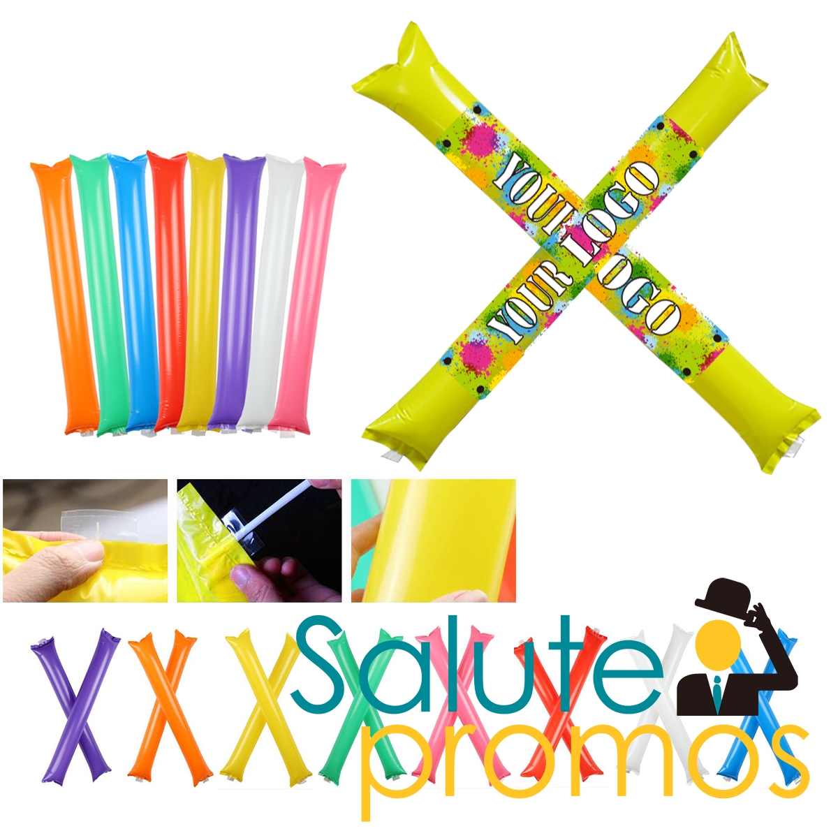 Full Color Printed Inflatable Thunderstix Cheersticks Boom Sticks