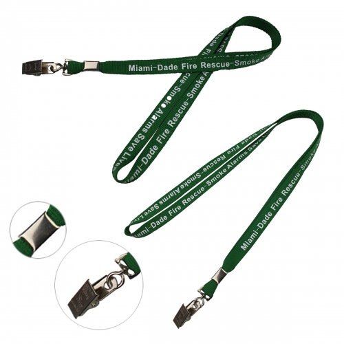 Neck Lanyard w/ Bulldog clip & Metal Crimp