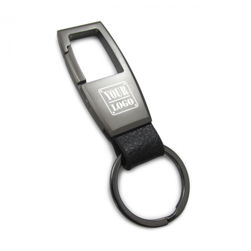 Leather Gunmetal Black Key Chain