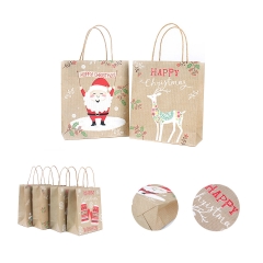 4 Pieces Holiday Kraft Shopping Bags