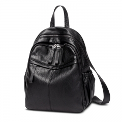 guangzhou factory stylish black cown leather backpack bag