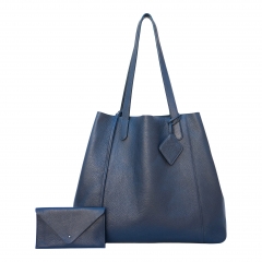 Soft sumptuous premium leather tote with detachable leather envelope clutch