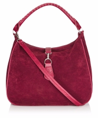 Suede leather hobo bag handbag with webbing strap