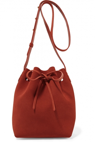 Mini suede leather adjustable shoulder strap bucket bag