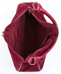 Suede leather hobo bag handbag with webbing strap