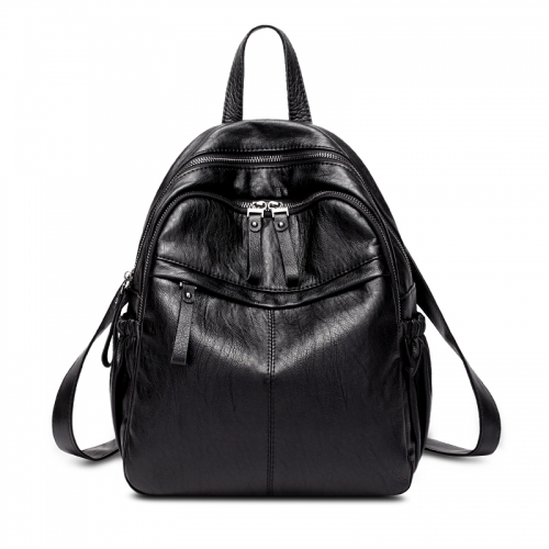 guangzhou factory stylish black cown leather backpack bag