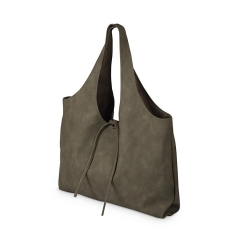 simple quality vintage leather drawstring tote bag