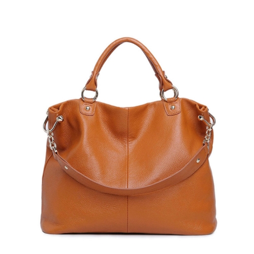 wholesale brown real soft handfeel pebbled grain leather shoulder bag for women