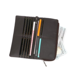 soft black grain leather zipper and foldover wallet with handle