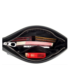 neutral black soft lamb skin leather business clutch bag