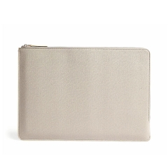 grained leather zipper fastening laptop case clutch