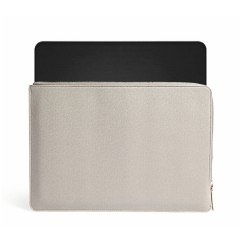 grained leather zipper fastening laptop case clutch