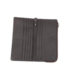 soft black grain leather zipper and foldover wallet with handle