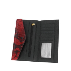 black and red snake embossed leather envelope fold wallet