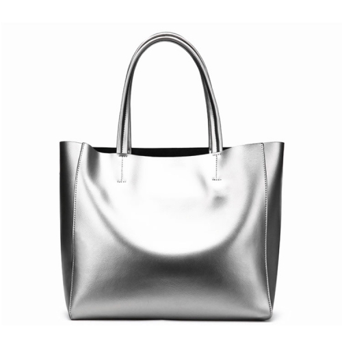 female favor hot selling handbag metallic color leather tote bag