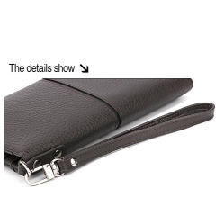 soft black grain leather zipper and foldover wallet with handle