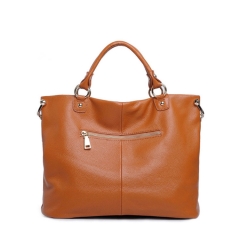 wholesale brown real soft handfeel pebbled grain leather shoulder bag for women