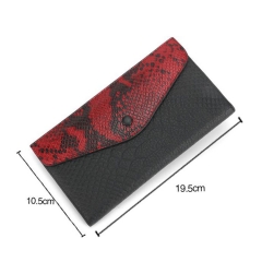 black and red snake embossed leather envelope fold wallet