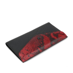 black and red snake embossed leather envelope fold wallet