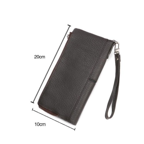 soft black grain leather zipper and foldover wallet with handle
