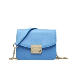 light blue chain and leather strap epsom mini bags