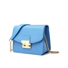 light blue chain and leather strap epsom mini bags
