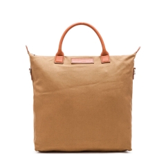 canvas and leather top handle tote bag with detachable shoulder strap