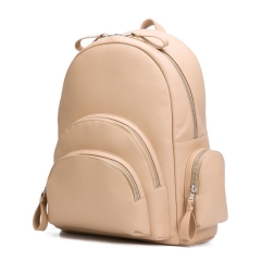 fashion ladies custom nude leather multiple pockets backpack