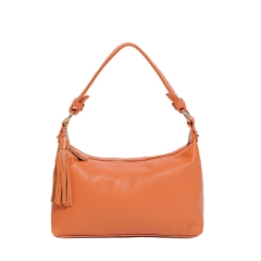 Elegant pebble genuine leather hobo bag with tassel for ladies