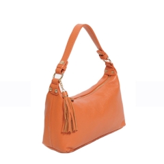 Elegant pebble genuine leather hobo bag with tassel for ladies