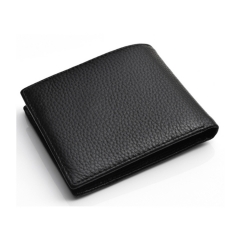 black casual style men soft pebbled leather slim wallet