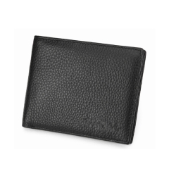 black casual style men soft pebbled leather slim wallet