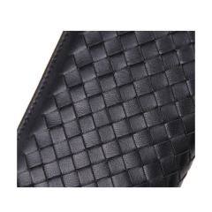 China supplier custom designer luxury gunmetal black men weave leather wallet