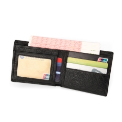 black casual style men soft pebbled leather slim wallet