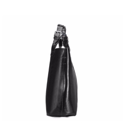 shiny smooth finish split leather black women tote bag