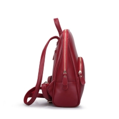 factory wholesale smooth leather bordeaux red women backpack handbag