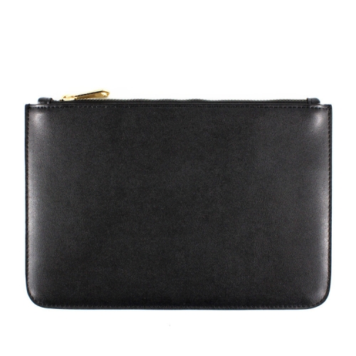 real leather smooth finish women zipper clutch bag