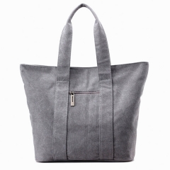 factory designer canvas tote bag with zipper pocket on the back women shopper