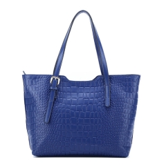 Fashion custom crocodile printed cow leather women handbag genuine leather tote bag