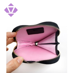 new customize small round shape leather mini zip coin purse