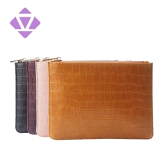 wholesale crocodile printed genuine leather women pouch ladies clutch bag