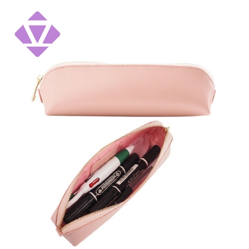 cheap PU leather pencil bag high capacity stationer pen bag for students