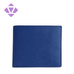 Guangzhou factory custom bifold saffiano leather men slim wallet