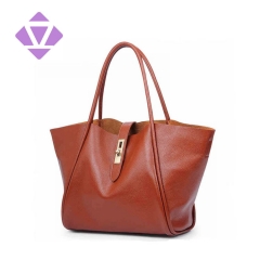 factory custom women soft grain leather raw edge and without lining inside tote bag ladies handbags